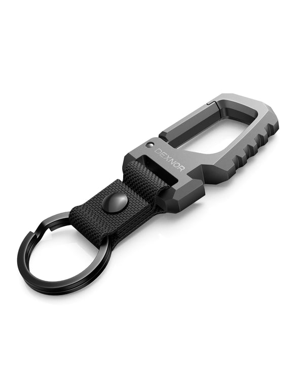 Heavy Duty Key Chain Bottle Opener, Carabiner Key Ring Clip Aerospace-grade Stainless Steel Car Key Fob Holder Organizer EDC Keychain Keyring Accessories, Black