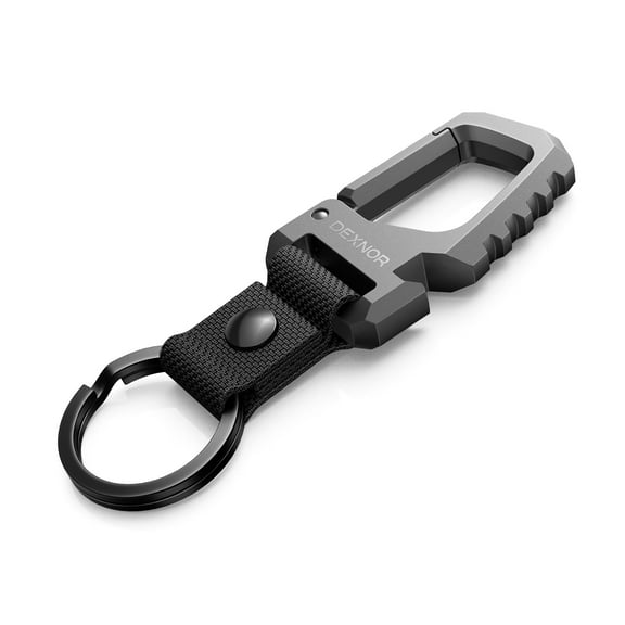 Dexnor Heavy Duty Key Chain Bottle Opener, Carabiner Key Ring Clip Aerospace-grade Stainless Steel Car Key Fob Holder Organizer EDC Keychain Keyring Accessories, Black