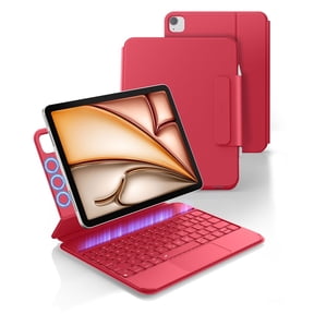 Dexnor Keyboard Case for iPad Air 11 inch (M4 2026/M3 2025/M2 2024) & iPad Pro 11 (4th/3rd/2nd/1st Gen) & iPad Air 5th/4th Gen Case with Keyboard Magnetic Detachable Trackpad Backlit, Rose Red