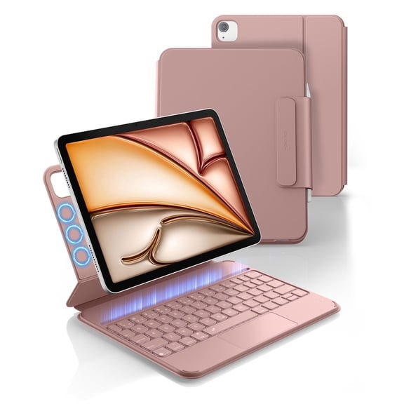 Dexnor Keyboard Case for iPad Air 11 inch (M4 2026/M3 2025/M2 2024) & iPad Pro 11 (4th/3rd/2nd/1st Gen) & iPad Air 5th/4th Gen Case with Keyboard Magnetic Detachable Trackpad Backlit, Pink