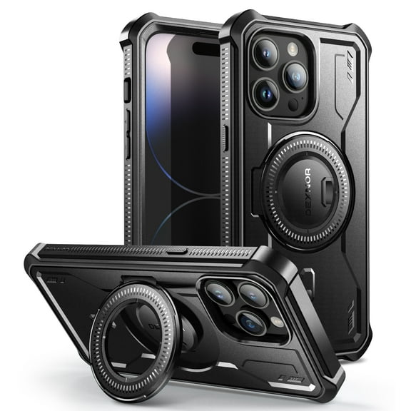 Dexnor Magnetic Case for iPhone 14 Pro Max, Compatible with MagSafe, [Built in Screen Protector and Kickstand] Full-Body Heavy Duty Case Protective Cover for iPhone 14 Pro Max 6.7 Inch, Black
