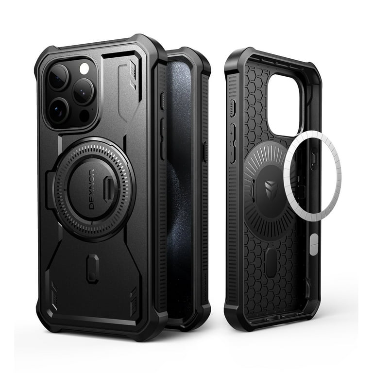 Dexnor Magnetic Case for iPhone 15 Pro Max, Compatible with MagSafe, [Built in Screen Protector and Kickstand] Full-Body Shockproof Rugged Bumper