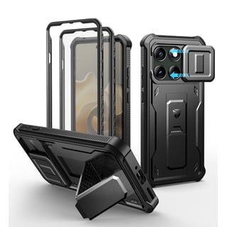 Dexnor for Motorola Moto Edge 2025 Case, [2 Front Frame] [Built-in Magnetic Slide Camera Cover & Kickstand] Heavy Duty Protection Shockproof Phone Case with Screen Protector, 6.7 inch Black