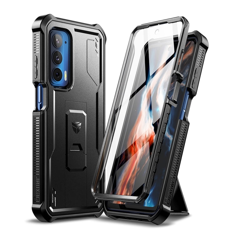 Dexnor for Motorola Moto Edge 2021 Case | Motorola Edge 5G UW Case, [Built in Screen Protector and Kickstand] Heavy Duty Military Grade Protection