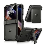 Dexnor for Motorola Moto Razr 2026/2025/2024 Case, [Bulit-in Dual Kickstands & Hinge Protection Cover] Heavy Duty Full-Body Rugged Shockproof Protection Case with Screen Protector, 6.9 inch Black
