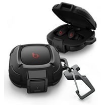 Dexnor Rugged Bumper Case for Beats Fit Pro (2021) Cases with Secure Lock, Shockproof Clear Cover with Carabiner & Keyring for Beats Fit Pro 2021, Black