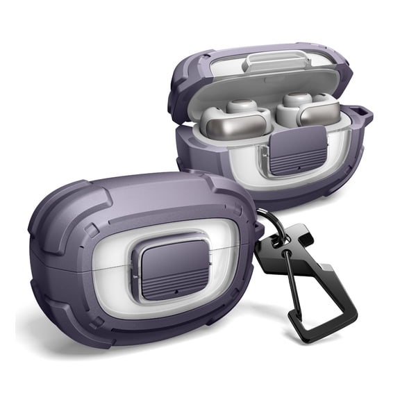 Dexnor for Bose Ultra Open Case with Drop-Proof Lock, Shockproof Rugged Bumper Cases Protective Cover with Carabiner & Keyring & Cleaner Kit for Bose Ultra Open 2024 Purple