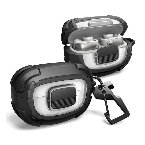 Dexnor for Bose Ultra Open Case with Drop-Proof Lock, Shockproof Rugged Bumper Cases Protective Cover with Carabiner & Keyring & Cleaner Kit for Bose Ultra Open 2024 Black