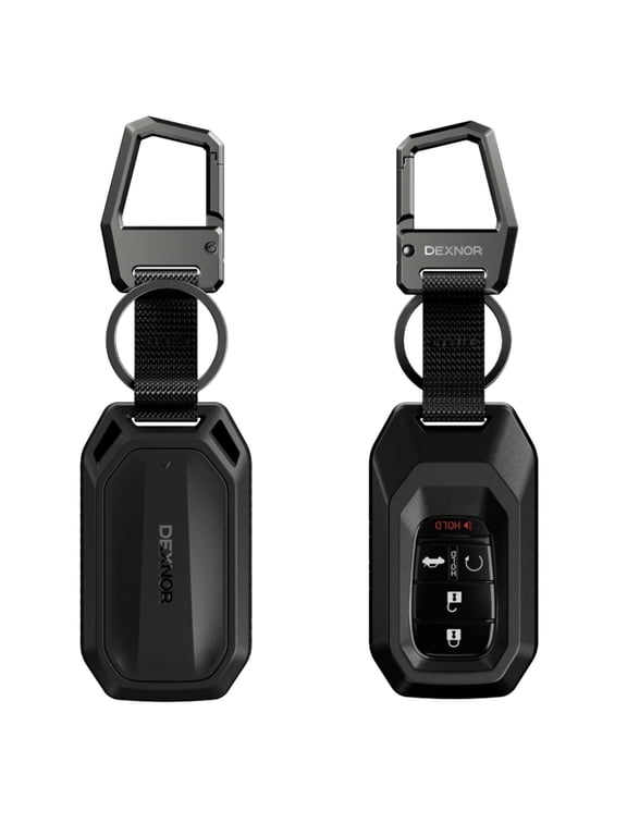 Rugged Key Fob Cover with Carabiner & Keychain for Honda 2026-2022 Civic Accord CR-V HR-V Pilot 5 Buttons Keyfob Case Protector, Black