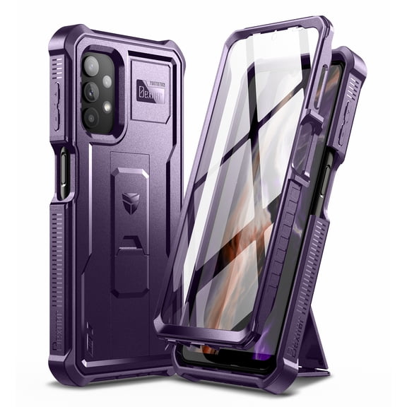 Dexnor for Samsung Galaxy A32 5G Case, [Built in Screen Protector and Kickstand] Heavy Duty Military Grade Protection Shockproof Protective Cover for Samsung Galaxy A32 5G, Purple