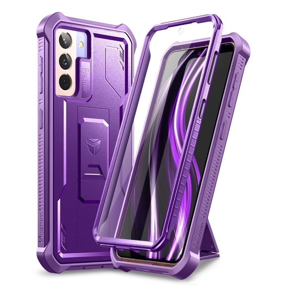 Dexnor for Samsung Galaxy S21 Case, [Built in Screen Protector and Kickstand] Heavy Duty Military Grade Protection Shockproof Protective Cover for Samsung Galaxy S21 5G, 6.2 inch Purple
