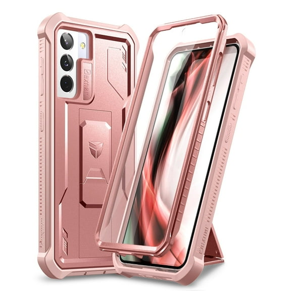 Dexnor for Samsung Galaxy S21+ Plus Case, [Built in Screen Protector and Kickstand] Heavy Duty Military Grade Protection Shockproof Protective Cover for Samsung Galaxy S21 Plus 5G, 6.7 inch Rose Gold