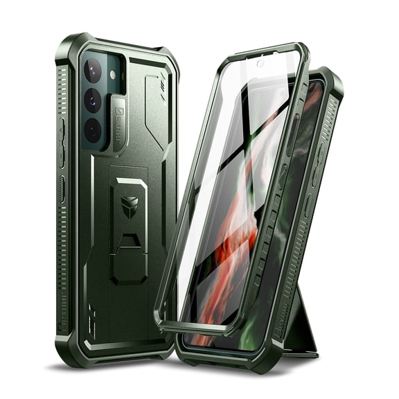 Dexnor for Samsung Galaxy S22 Case, [Built in Screen Protector and Kickstand] Heavy Duty Military Grade Protection Shockproof Protective Cover for Samsung Galaxy S22 5G,Green
