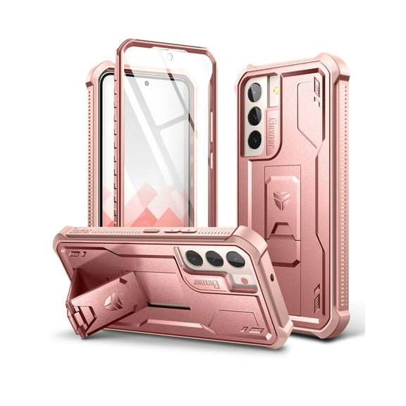 Dexnor for Samsung Galaxy S22 Plus Case, [Built in Screen Protector and Kickstand] Heavy Duty Military Grade Protection Shockproof Protective Cover for Samsung Galaxy S22 Plus 5G,Rose Gold