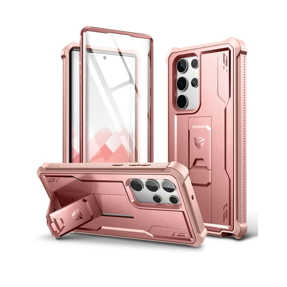 Dexnor for Samsung Galaxy S22 Ultra Case/6.8 inches, Built in Screen Protector and Kickstand Heavy Duty Military Grade Protection Shockproof Protective Cover for Samsung Galaxy S22 Ultra 5G,Rose Gold