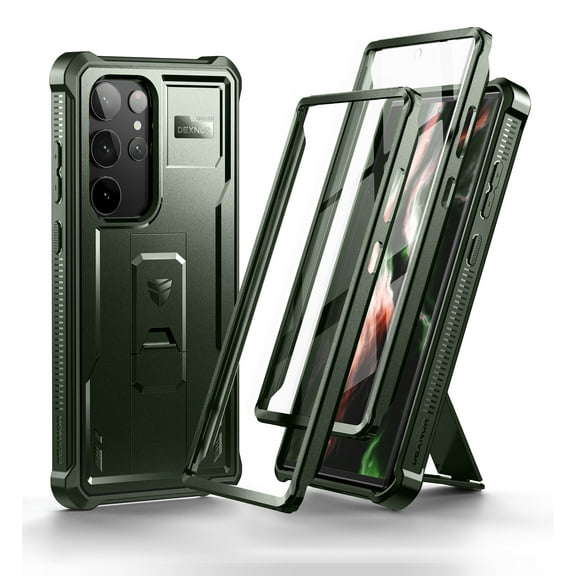 Dexnor for Samsung Galaxy S23 Ultra Case, Double Front Frame & Stand, Shock Absorber Technology Drop Protection, Robust Mobile Phone Case, Shockproof Protective Case - Green