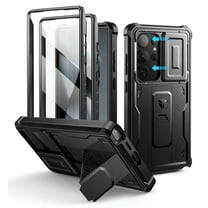 Dexnor for Samsung Galaxy S24 Ultra Case with Built-in Slide Camera Cover & Screen Protector & Kickstand, Shockproof Rugged Case Full-Body Bumper Protective Cover for Galaxy S24 Ultra 2024, Black