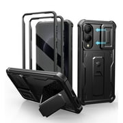 Dexnor for Samsung Galaxy S25 Edge Case with Upgraded Slide Camera Cover & 2 Front Frames & Built-in Screen Protector & Kickstand, Heavy-Duty Shockproof Rugged 