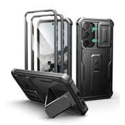 Dexnor for Samsung Galaxy S25 FE 2025 6.7" Case with Upgraded Slide Camera Cover & 2 Front Frames & Built-in Screen Protector & Kickstand, Heavy-Duty Rugged Cas