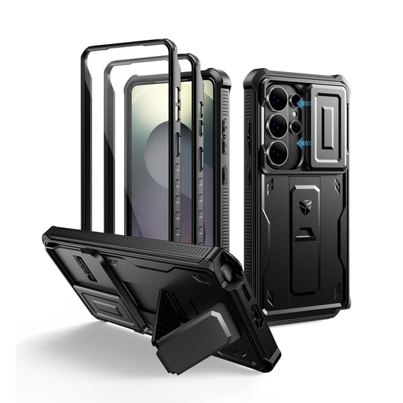 Dexnor for Samsung Galaxy S26 Ultra Case with Built-in Slide Camera Cover & Screen Protector & Kickstand, Shockproof Rugged Case Full-Body Bumper Protective Cover for Galaxy S26 Ultra 2026, Black