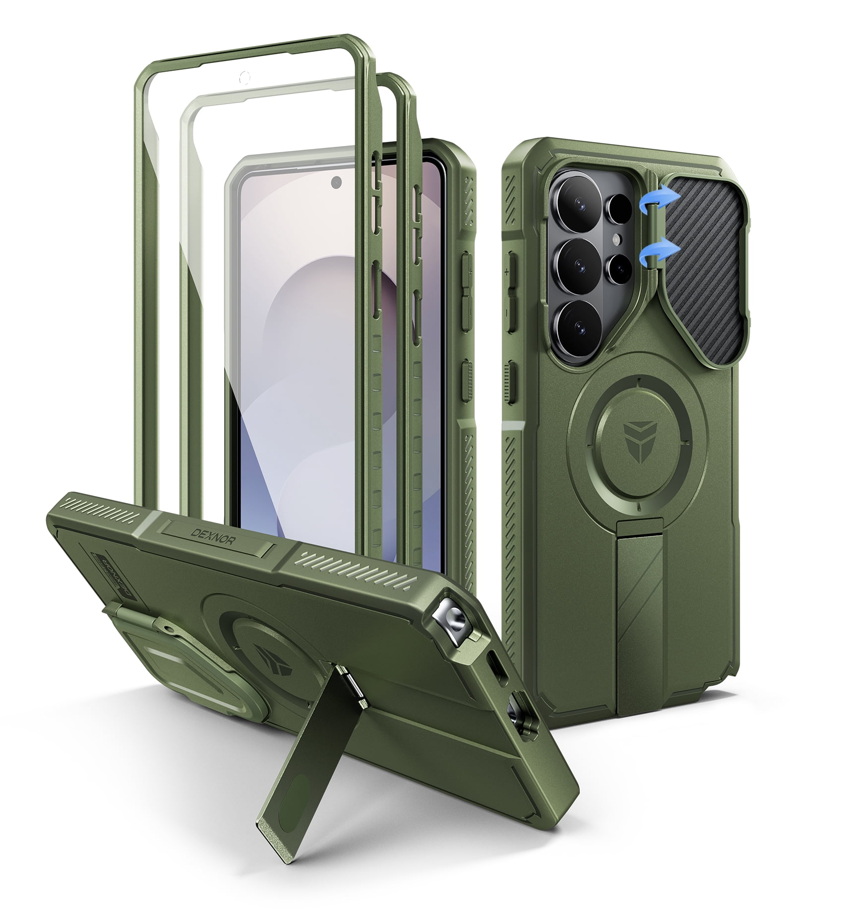 Dexnor for Samsung Galaxy S26 Ultra Case with Camera Cover & Adjustable Kickstand & Screen Protector, Compatible with MagSafe, Rugged Shockproof Bumper Cases Magnetic Protective Cover,6.9" Green