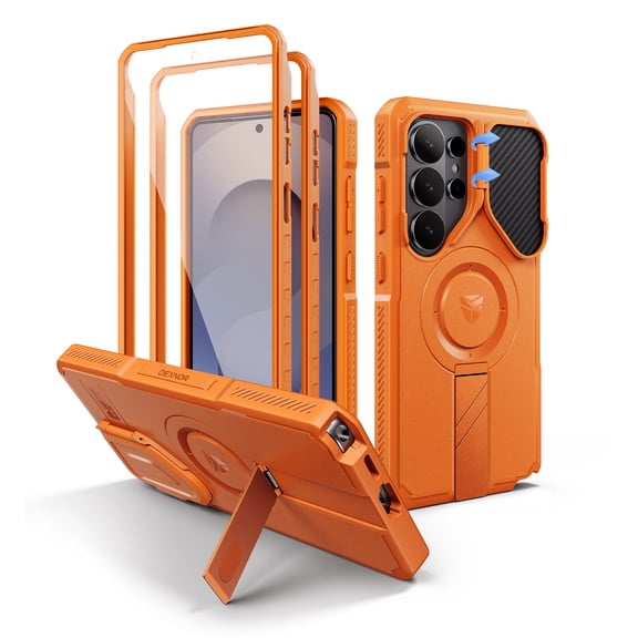 Dexnor for Samsung Galaxy S26 Ultra Case with Camera Cover & Adjustable Kickstand & Screen Protector, Compatible with MagSafe, Rugged Shockproof Bumper Cases Magnetic Protective Cover,6.9" Orange
