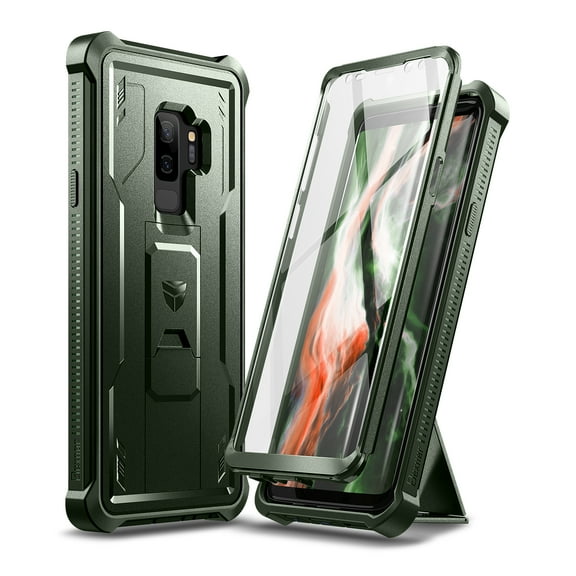 Dexnor for Samsung Galaxy S9+ Plus Case, [Built in Screen Protector and Kickstand] Heavy Duty Military Grade Protection Shockproof Protective Cover for Samsung Galaxy S9 Plus Green