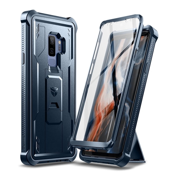 Dexnor for Samsung Galaxy S9+ Plus Case, [Built in Screen Protector and Kickstand] Heavy Duty Military Grade Protection Shockproof Protective Cover for Samsung Galaxy S9 Plus Blue