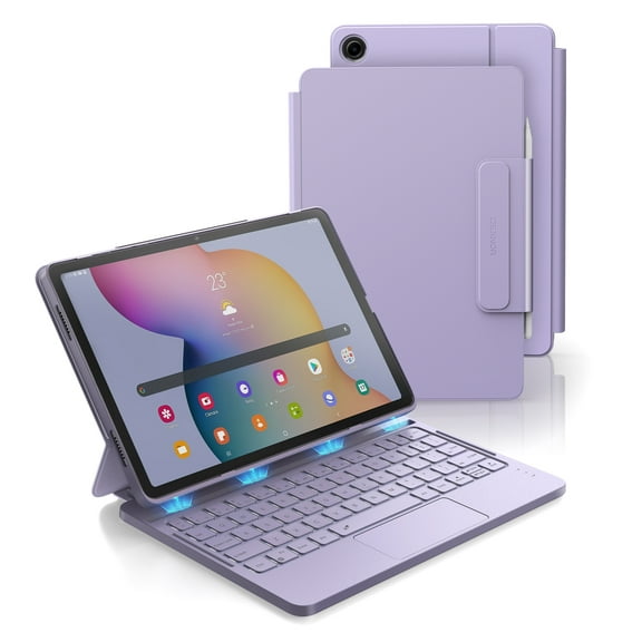 Dexnor for Samsung Galaxy Tab A9 Plus Case with Keyboard, Ultra-portable Magnetic Backlit Folio Keyboard Cover with Stylus Holder & Multi-touch Trackpad for 11" Samsung Galaxy Tab A9+ (2023),Purple