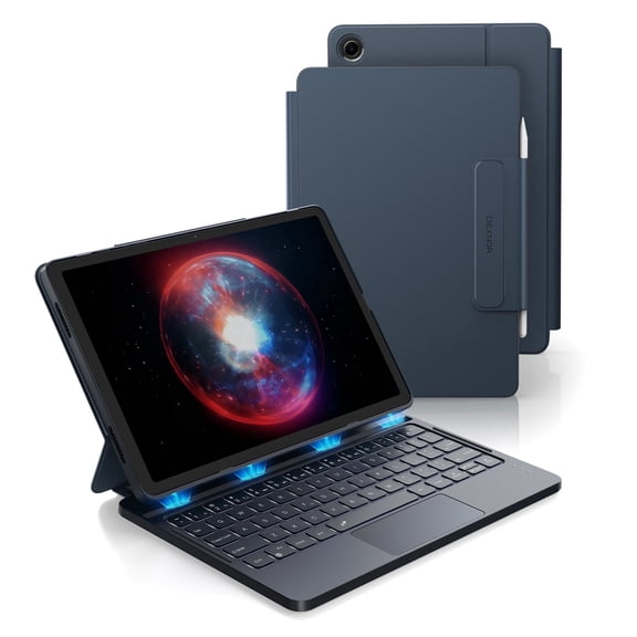 Dexnor for Samsung Galaxy Tab A9 Plus Case with Keyboard, Ultra-portable Magnetic Backlit Folio Keyboard Cover with Stylus Holder & Multi-touch Trackpad for 11" Samsung Galaxy Tab A9+ (2023),Blue