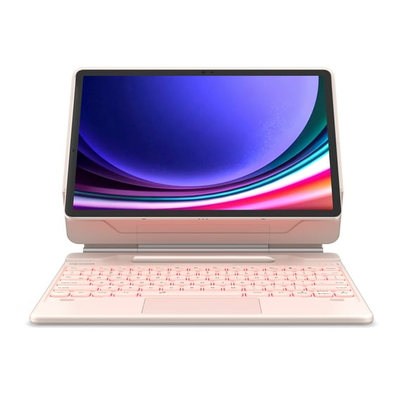 Dexnor for Samsung Galaxy Tab S10  Plus/S9  Plus/S9 FE  Plus/S8  Plus/S7  Plus/S7 FE Case with Keyboard 12.4" Floating Cantilever Magnetic Stand Multi-Touch Trackpad Backlit S Pen Holder - Pink