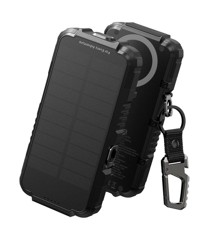 Dexnor Solar Charger Power Bank 27,000mAh, 65W PD3.0 & QC3.0 Fast Charging Powerbank External Battery Pack Portable Wireless Chargers with Flashlight and Carabiner, Compatible with MagSafe & Qi