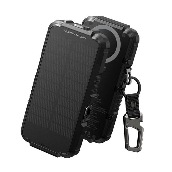 Dexnor Solar Charger Power Bank 27,000mAh, 65W PD3.0 & QC3.0 Fast Charging Powerbank External Battery Pack Portable Wireless Chargers with Flashlight and Carabiner, Compatible with MagSafe & Qi