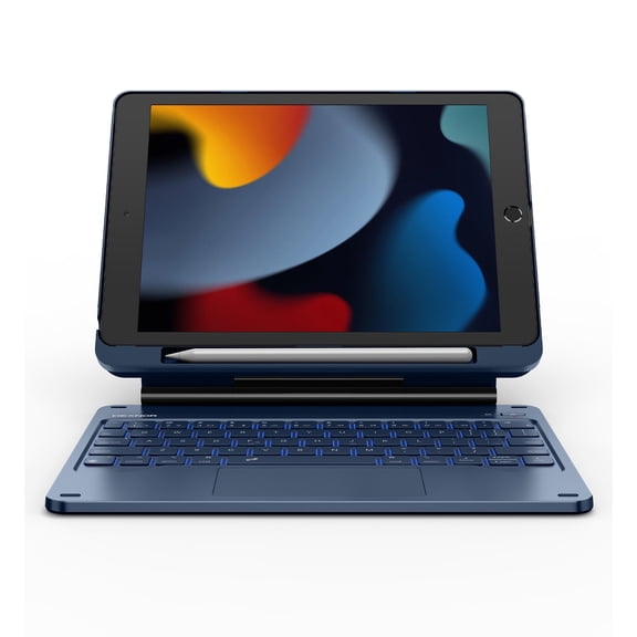 Open Box Dexnor for iPad 9th Generation Case with Keyboard Floating Cantilever Magnetic Stand Multi-touch Trackpad Backlit Pencil Holder Magic Style Keyboard Case for iPad 9th/8th/7th Gen 10.2 inch, Blue