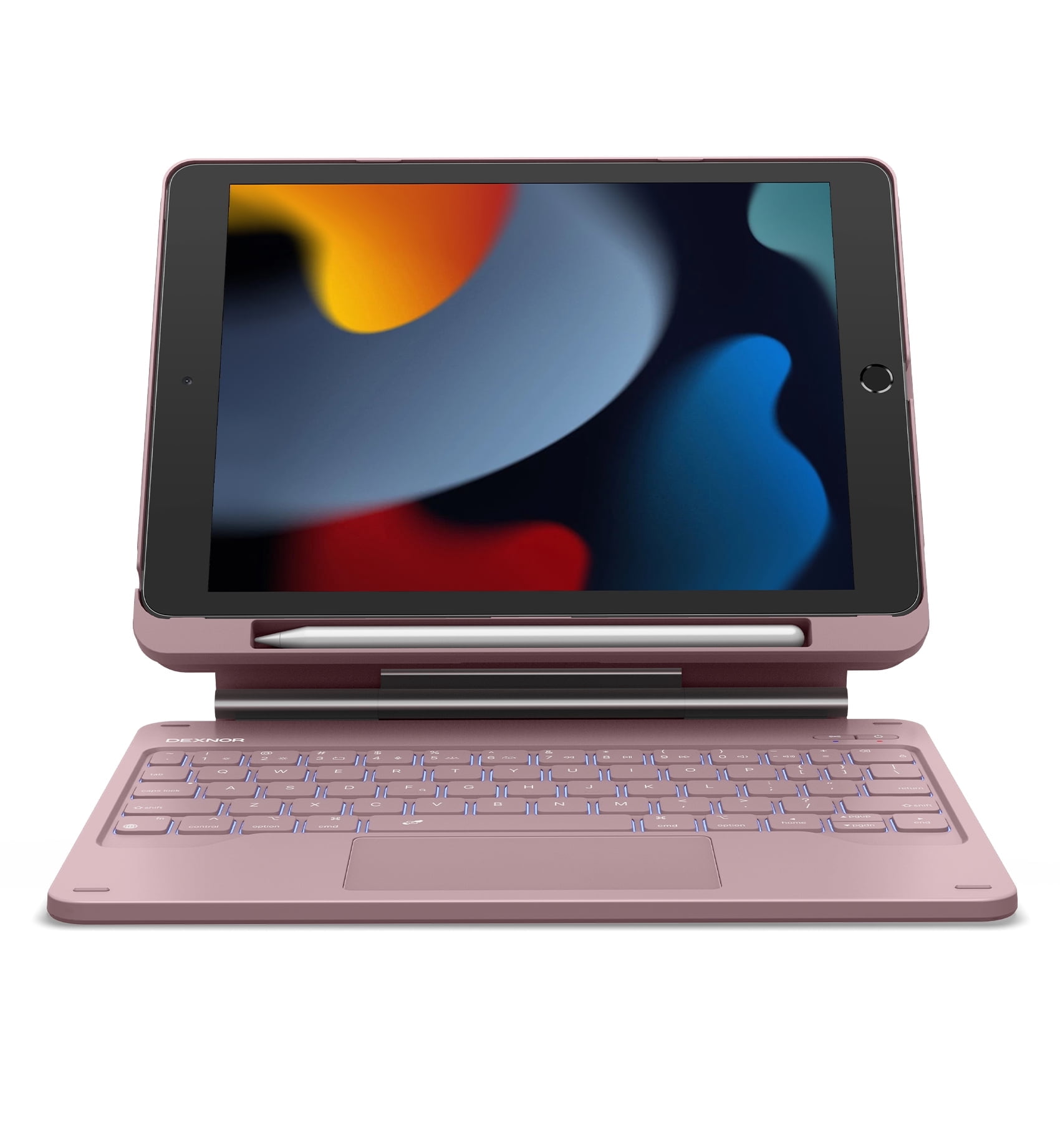 Dexnor for iPad 9th Generation Case with Keyboard Floating Cantilever Magnetic Stand Multi-touch Trackpad Backlit Pencil Holder Magic Style Keyboard Case for iPad 9th/8th/7th Gen 10.2 inch, Pink