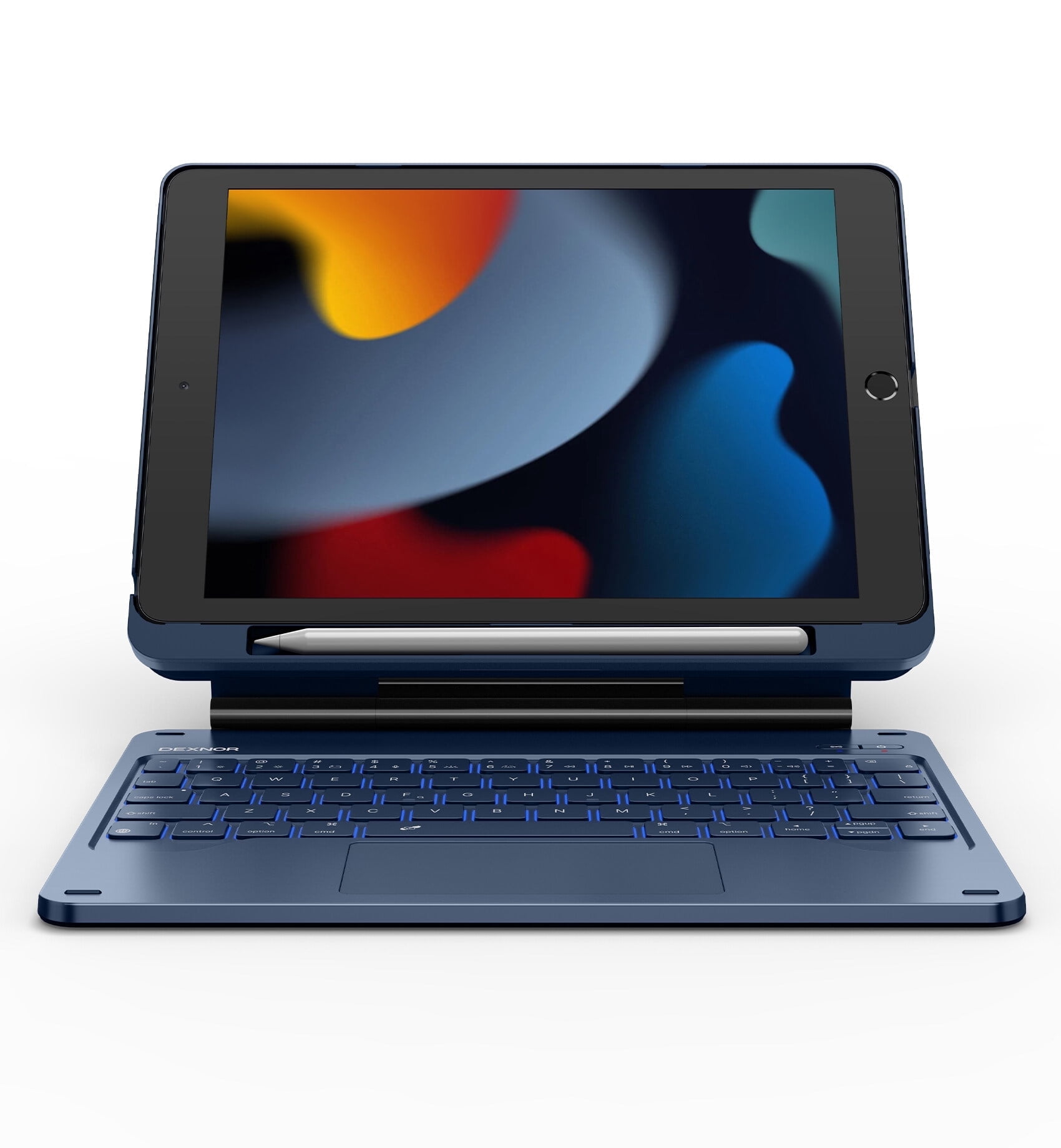 Dexnor for iPad 9th Generation Case with Keyboard Floating Cantilever Magnetic Stand Multi-touch Trackpad Backlit Pencil Holder Magic Style Keyboard Case for iPad 9th/8th/7th Gen 10.2 inch, Blue