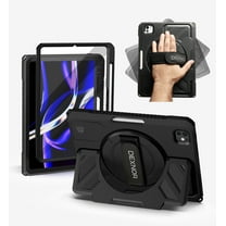 Dexnor for iPad Pro 11 inch Case 2024 (M4), Rugged Shockproof Protective Cover Full-Body Bumper Case with 360° Rotatable Hand Strap & Kickstand & Screen Protector & Pencil Holder, Black
