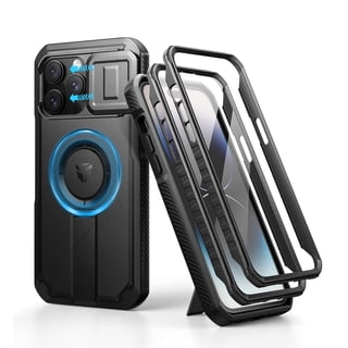 Dexnor for iPhone 14 Pro Max Case with Slide Camera Cover & Adjustable Kickstand & Built-in Screen Protector,Compatible with MagSafe Shockproof Bumper Heavy-Duty Magnetic Protective Cover,Black
