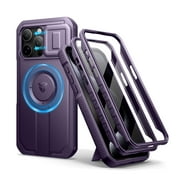 Dexnor for iPhone 15 Pro Max Case with Slide Camera Cover & Adjustable Kickstand & Built-in Screen Protector,Compatible