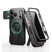 Dexnor for iPhone 17 Pro Case with Slide Camera Cover & Foldable Kickstand & Privacy Screen Protector, Compatible with MagSafe, Rugged Shockproof Bumper Cases Magnetic Protective Cover,Black