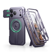 Dexnor for iPhone 17 Pro Max Case with Slide Camera Cover & Foldable Kickstand & Built-in Screen Protector,Compatible with MagSafe Shockproof Bumper Case Heavy-Duty Magnetic Protective Cover,Purple