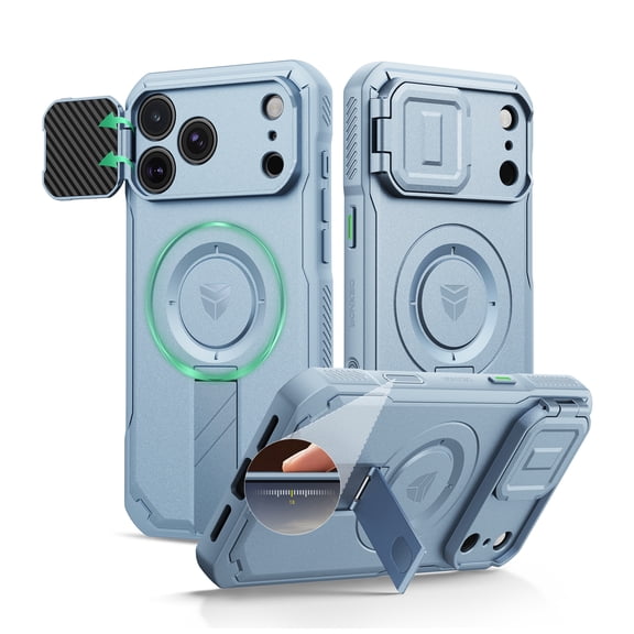 Dexnor for iPhone 18 Pro Max Case / iPhone 17 Pro Max Case, Flip Camera Cover, Camera Control Cover, Kickstand, Compatible with MagSafe, No Screen Protector Heavy-Duty Cover, 6.9 inch Blue
