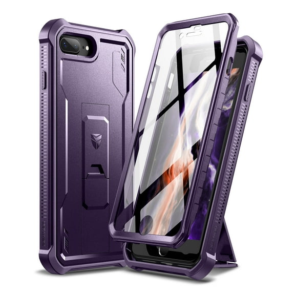 Dexnor for iPhone 8 Plus Case, iPhone 7 Plus Case, [Built in Screen Protector and Kickstand] Heavy Duty Military Grade Protection Shockproof Phone Case for Apple iPhone 8 Plus & 7 Plus, Purple