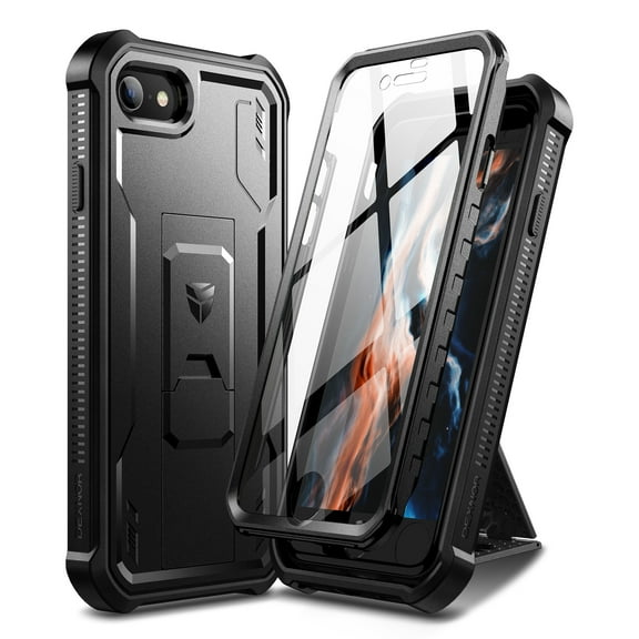 Dexnor for iPhone SE Case (2022/2020), iPhone 8 Case, iPhone 7 Case [Built in Screen Protector and Kickstand] Heavy Duty Military Grade Protection Case for iPhone 8/7/ SE 3rd & SE 2nd Gen, Black