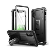 Dexnor for iPhone XR Case, [Built in Screen Protector and Kickstand] Heavy Duty Military Grade Protection Shockproof Protective Cover for iPhone XR, Black