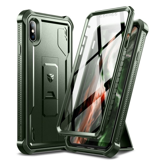 Dexnor for iPhone Xs max Case, [Built in Screen Protector and Kickstand] Heavy Duty Military Grade Protection Shockproof Protective Cover for iPhone Xs max,Green