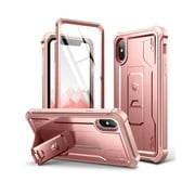 Dexnor for iPhone Xs max Case, [Built in Screen Protector and Kickstand] Heavy Duty Military Grade Protection Shockproof Protective Cover for iPhone Xs max,Pink