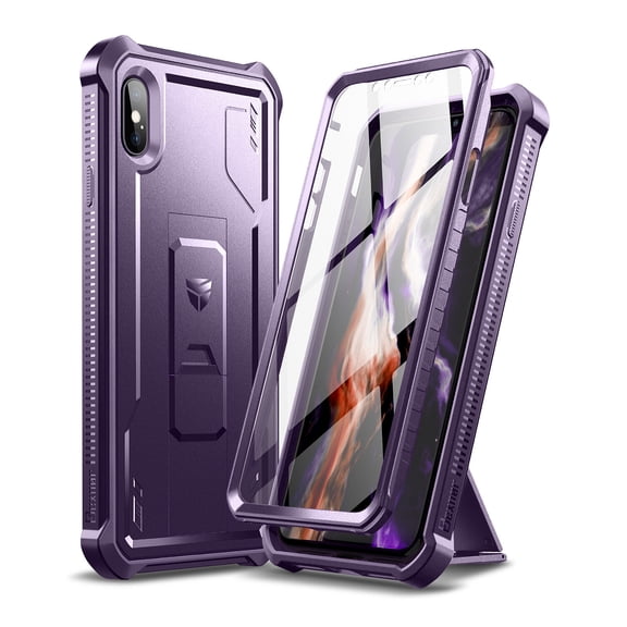 Dexnor for iPhone Xs max Case, [Built in Screen Protector and Kickstand] Heavy Duty Military Grade Protection Shockproof Protective Cover for iPhone Xs max,Phantom Purple