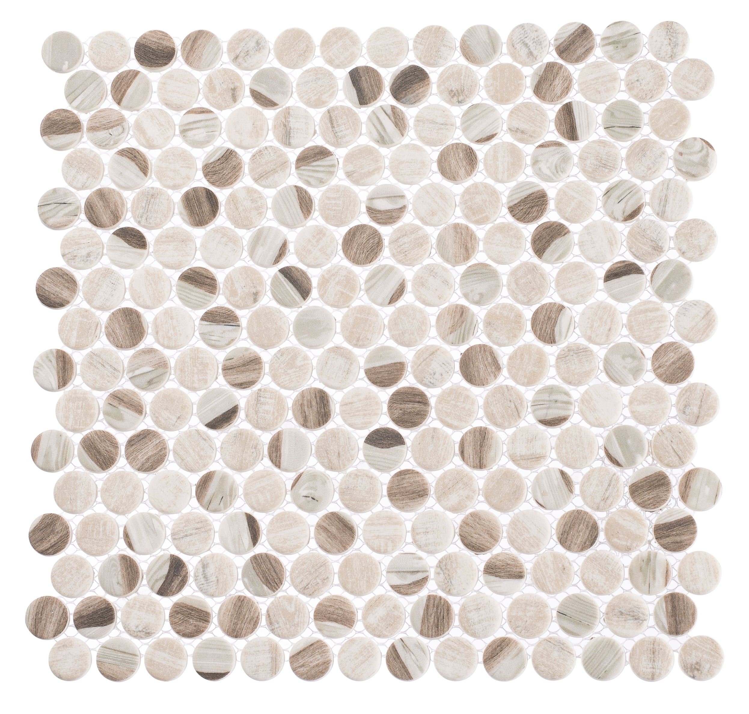 Dexo Josen Brown 1-in. Penny Round Matte Glass Mosaic Wall & Floor Tile