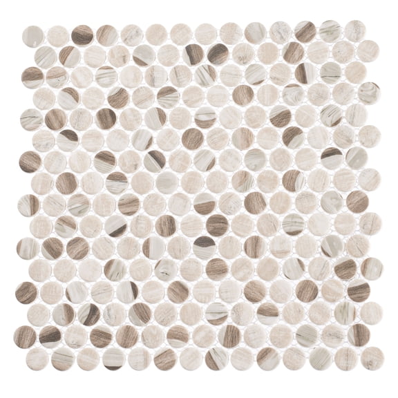 Dexo Josen Brown 1-in. Penny Round Matte Glass Mosaic Wall & Floor Tile